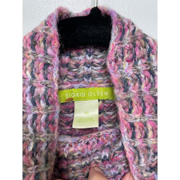 Sigrid Olsen Turtleneck Knit Sweater XS Pink Long Sleeve Waffle Pattern Fuzzy - Picture 5 of 9